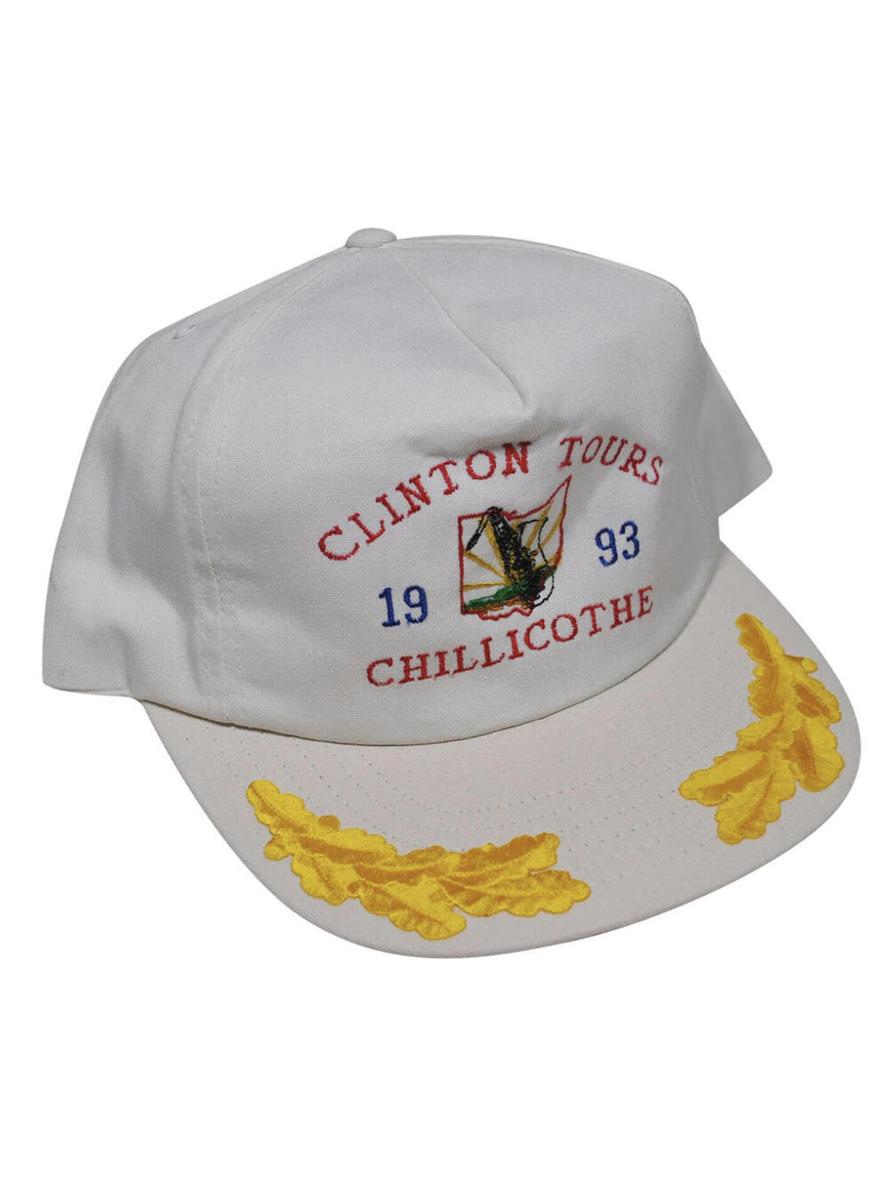 Vintage Clinton Tours 1993 Chillicothe 90s White Captain Snapback Hat Cap